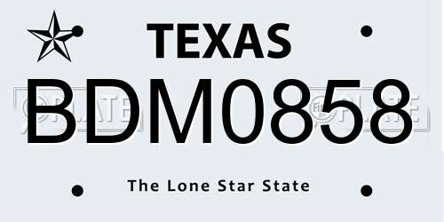 BDM0858 Texas License Plate