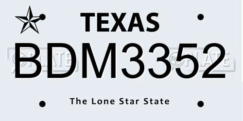 BDM3352 Texas License Plate