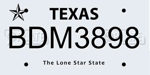 BDM3898 Texas License Plate