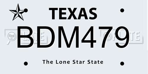 BDM479 Texas License Plate