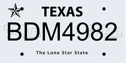 BDM4982 Texas License Plate