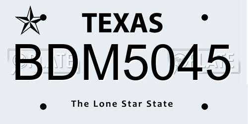 BDM5045 Texas License Plate