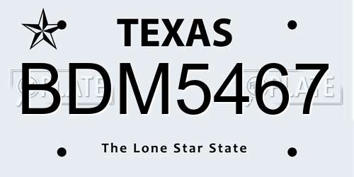 BDM5467 Texas License Plate