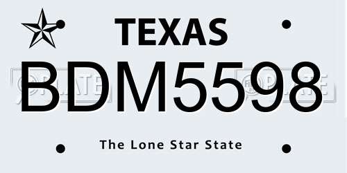 BDM5598 Texas License Plate