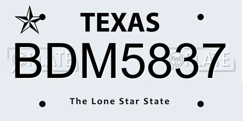 BDM5837 Texas License Plate