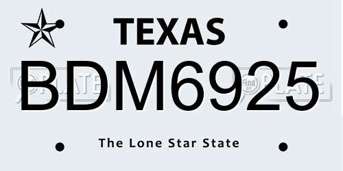 BDM6925 Texas License Plate