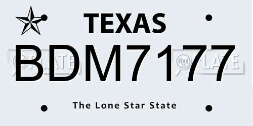 BDM7177 Texas License Plate