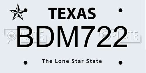 BDM722 Texas License Plate