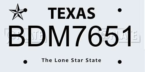 BDM7651 Texas License Plate