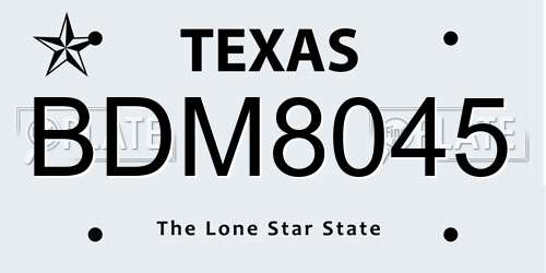 BDM8045 Texas License Plate