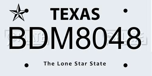 BDM8048 Texas License Plate