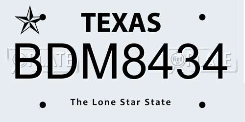 BDM8434 Texas License Plate