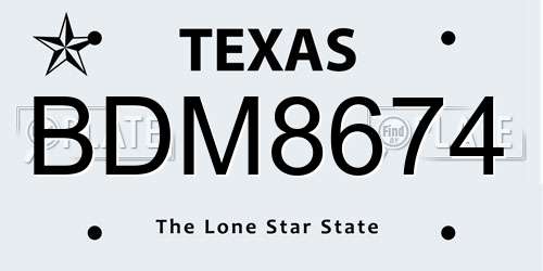 BDM8674 Texas License Plate