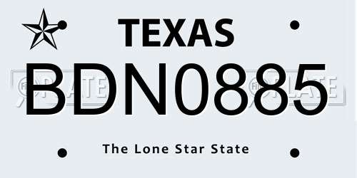 BDN0885 Texas License Plate