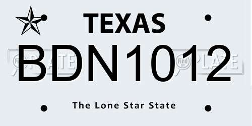 BDN1012 Texas License Plate