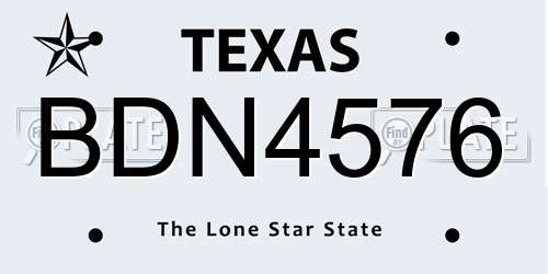 BDN4576 Texas License Plate