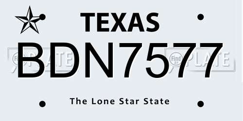 BDN7577 Texas License Plate