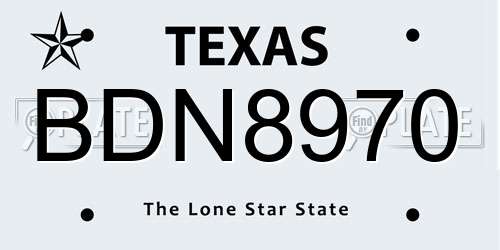 BDN8970 Texas License Plate