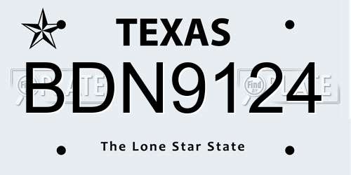 BDN9124 Texas License Plate