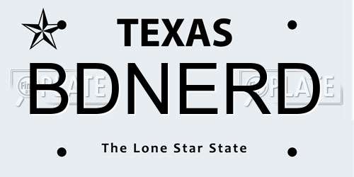 BDNERD Texas License Plate