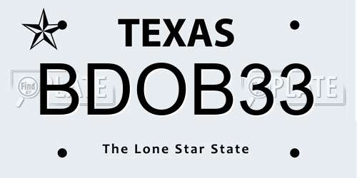 BDOB33 Texas License Plate