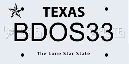 BDOS33 Texas License Plate