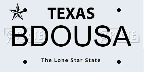 BDOUSA Texas License Plate