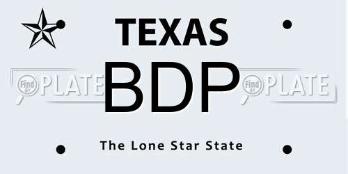 BDP Texas License Plate