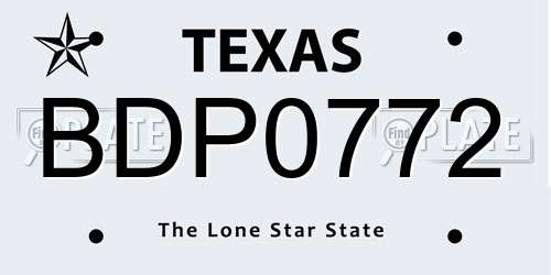 BDP0772 Texas License Plate