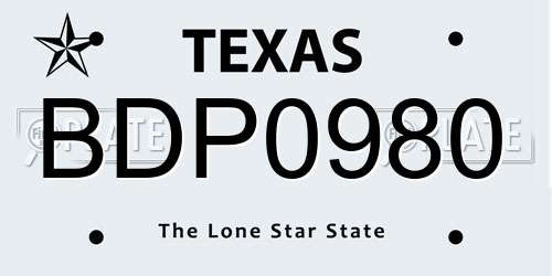 BDP0980 Texas License Plate