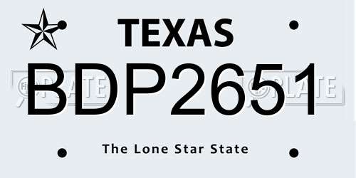 BDP2651 Texas License Plate