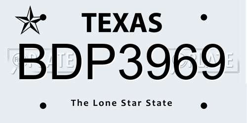 BDP3969 Texas License Plate