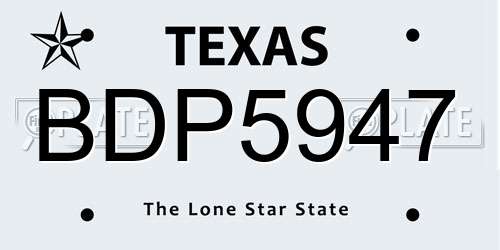 BDP5947 Texas License Plate