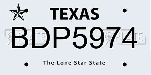 BDP5974 Texas License Plate