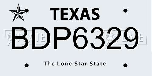 BDP6329 Texas License Plate