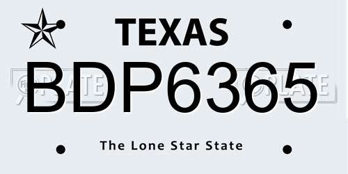 BDP6365 Texas License Plate
