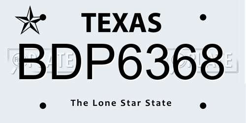 BDP6368 Texas License Plate