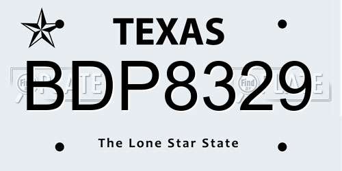 BDP8329 Texas License Plate