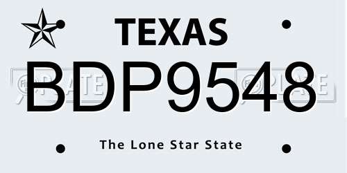 BDP9548 Texas License Plate
