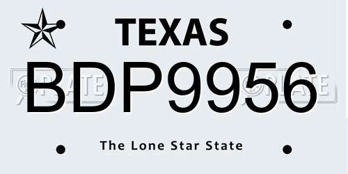 BDP9956 Texas License Plate