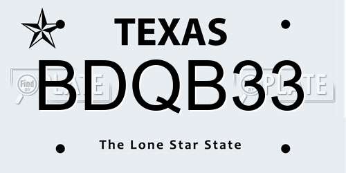 BDQB33 Texas License Plate