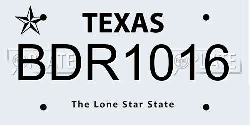 BDR1016 Texas License Plate