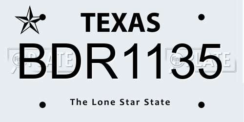 BDR1135 Texas License Plate