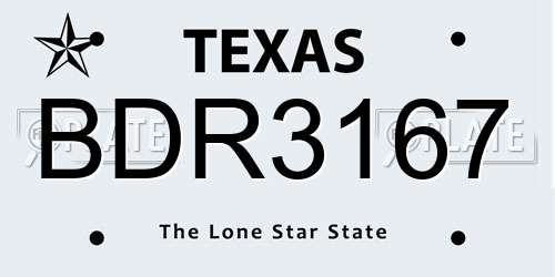 BDR3167 Texas License Plate