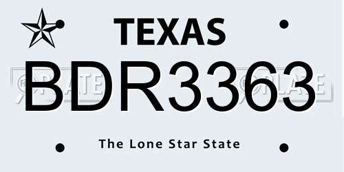 BDR3363 Texas License Plate