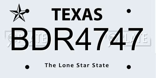 BDR4747 Texas License Plate