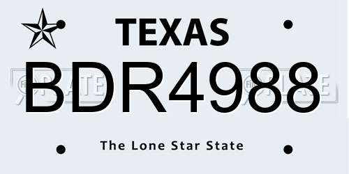 BDR4988 Texas License Plate
