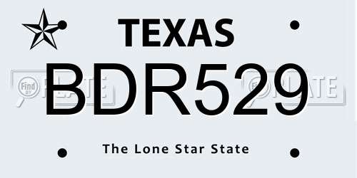 BDR529 Texas License Plate