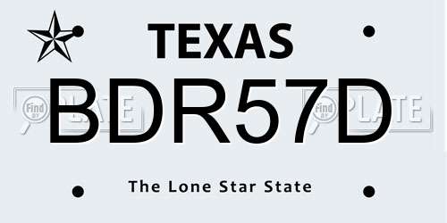 BDR57D Texas License Plate