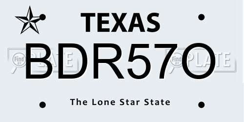 BDR57O Texas License Plate